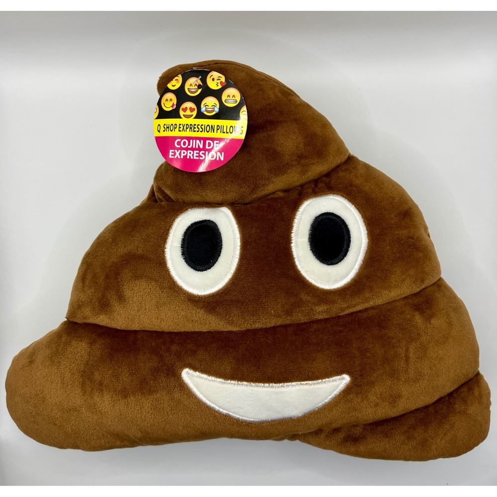 Poop Emoji Expression 10 inch Pillow Brown Plush Decorative Novelty Cushion NWT